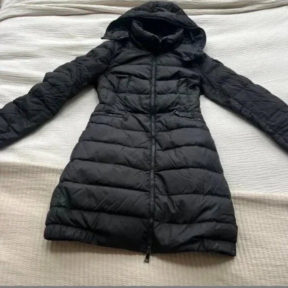 MONCLER WOMENS Flammette Long Down Jacket/Coat - BLACK - XS/00 - Picture 11 of 16